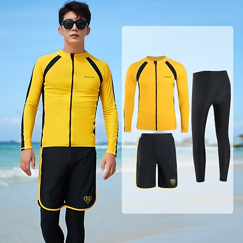 Men's Rash guard Swimsuit UV Sun Protection UPF50 Breathable Long Sleeve Diving Suit Swimsuit 3-Piece Front Zip Swimming Surfing Snorkeling Beach Patchwork Spring Summer Autumn / Fall / Quick Dry
Men's Rash guard Swimsuit UV Sun Protection UPF50 Breathable Long Sleeve Diving Suit Swimsuit 3-Piece Front Zip Swimming Surfing Snorkeling Beach Patchwork Spring Summer Autumn / Fall / Quick Dry