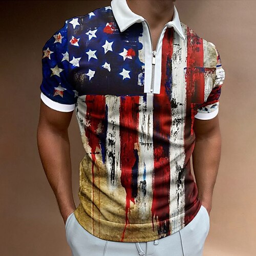 Men's Collar Polo Shirt Golf Shirt National Flag Turndown Blue / White Street Casual Short Sleeve Zipper Clothing Apparel Fashion Casual Comfortable
Men's Collar Polo Shirt Golf Shirt National Flag Turndown Blue / White Street Casual Short Sleeve Zipper Clothing Apparel Fashion Casual Comfortable
