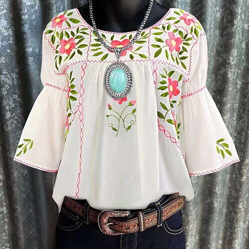 Women's Plus Size Curve Tops Blouse T shirt Floral Print Short Sleeve Crewneck Streetwear Daily Vacation Polyester Spring Summer White
Women's Plus Size Curve Tops Blouse T shirt Floral Print Short Sleeve Crewneck Streetwear Daily Vacation Polyester Spring Summer White