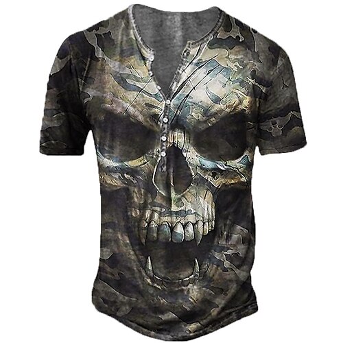 Men's Henley Shirt Tee T shirt 3D Print Graphic Skull Plus Size Henley Daily Sports Button-Down Print Short Sleeve Tops Basic Casual Designer Big and Tall Dark Gray
Men's Henley Shirt Tee T shirt 3D Print Graphic Skull Plus Size Henley Daily Sports Button-Down Print Short Sleeve Tops Basic Casual Designer Big and Tall Dark Gray