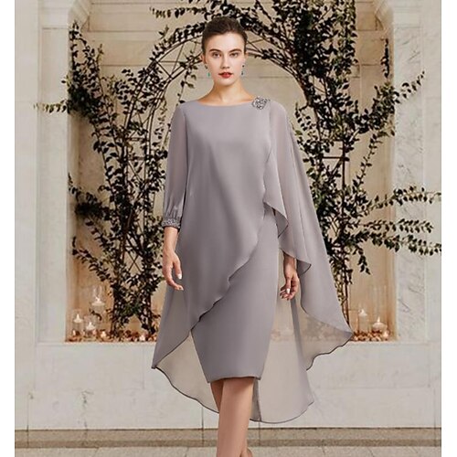 Sheath / Column Mother of the Bride Dress Elegant Jewel Neck Floor Length Chiffon 3/4 Length Sleeve with Beading Sequin 2022
Sheath / Column Mother of the Bride Dress Elegant Jewel Neck Floor Length Chiffon 3/4 Length Sleeve with Beading Sequin 2022