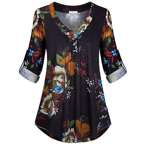 Women's Plus Size Tops Blouse T shirt Tee Floral Print Long Sleeve V Neck Streetwear Daily Going out Polyester Fall Winter Green White
Women's Plus Size Tops Blouse T shirt Tee Floral Print Long Sleeve V Neck Streetwear Daily Going out Polyester Fall Winter Green White