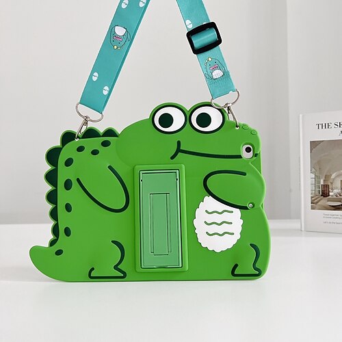 

Tablet Case Cover For Apple iPad 10.2'' 9th 8th 7th iPad Air 5th 4th iPad mini 6th 5th 4th iPad Pro 11'' 3rd Portable Shoulder Strap with Adjustable Kickstand Animal 3D Cartoon PC Silicone For Kids