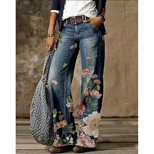 Women's Fashion Casual / Sporty Trousers Print Full Length Pants Casual Daily Micro-elastic Flower / Floral Faux Denim High Waist Loose Blue Pink Yellow Dark Green Sky Blue S M L XL XXL
Women's Fashion Casual / Sporty Trousers Print Full Length Pants Casual Daily Micro-elastic Flower / Floral Faux Denim High Waist Loose Blue Pink Yellow Dark Green Sky Blue S M L XL XXL