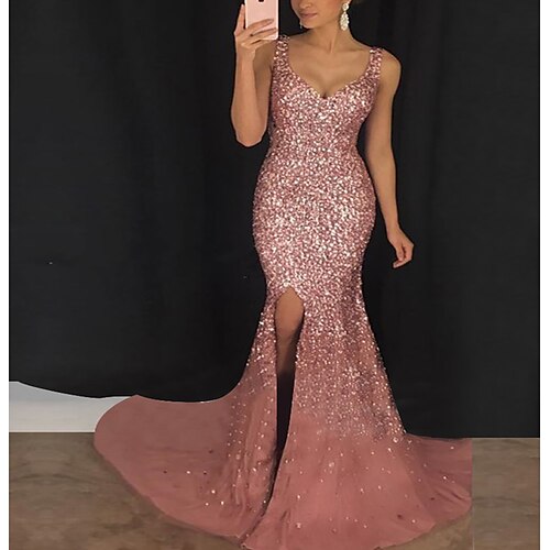 Women's Sequin Dress Long Dress Maxi Dress Gold Pink Sleeveless Pure Color Sequins Spring Summer Deep V Modern Evening Party Slim 2022 S M L XL
Women's Sequin Dress Long Dress Maxi Dress Gold Pink Sleeveless Pure Color Sequins Spring Summer Deep V Modern Evening Party Slim 2022 S M L XL