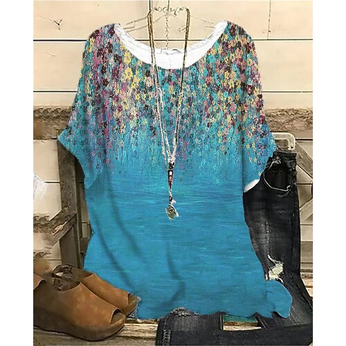 Women's Plus Size Tops Blouse Shirt Floral Print Short Sleeve Crewneck Streetwear Daily Sports Cotton Spandex Jersey Spring Summer Green Blue
Women's Plus Size Tops Blouse Shirt Floral Print Short Sleeve Crewneck Streetwear Daily Sports Cotton Spandex Jersey Spring Summer Green Blue