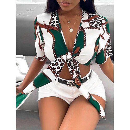 Women's Casual Holiday Weekend Crop Top Blouse Shirt Graphic Short Sleeve Lace up Print V Neck Casual Streetwear Tops Green Orange Red S / 3D Print
Women's Casual Holiday Weekend Crop Top Blouse Shirt Graphic Short Sleeve Lace up Print V Neck Casual Streetwear Tops Green Orange Red S / 3D Print