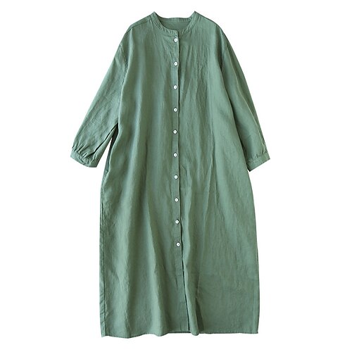 Women's Cotton Linen Dress Casual Dress Shift Dress Maxi long Dress Cotton Blend Cotton And Linen Basic Casual Daily Holiday Vacation Crew Neck Button Puff Sleeve Half Sleeve Summer Spring 2023 Loose
Women's Cotton Linen Dress Casual Dress Shift Dress Maxi long Dress Cotton Blend Cotton And Linen Basic Casual Daily Holiday Vacation Crew Neck Button Puff Sleeve Half Sleeve Summer Spring 2023 Loose