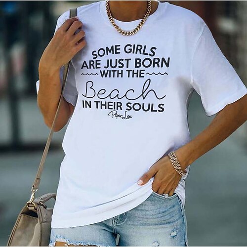 Women's Casual Weekend Painting T shirt Tee Text Short Sleeve Print Round Neck Basic Tops Green White Black S
Women's Casual Weekend Painting T shirt Tee Text Short Sleeve Print Round Neck Basic Tops Green White Black S