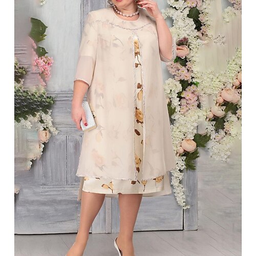 Women's Plus Size Party Dress Floral Crew Neck Print 3/4 Length Sleeve Fall Spring Elegant Midi Dress Formal Party Dress
Women's Plus Size Party Dress Floral Crew Neck Print 3/4 Length Sleeve Fall Spring Elegant Midi Dress Formal Party Dress