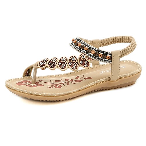 Women's Sandals Boho Bohemia Beach Rhinestone Flat Heel Round Toe Open Toe Elegant Casual Daily Office Walking Shoes PU Leather Elastic Band Spring Summer Solid Colored Almond Black Brown
Women's Sandals Boho Bohemia Beach Rhinestone Flat Heel Round Toe Open Toe Elegant Casual Daily Office Walking Shoes PU Leather Elastic Band Spring Summer Solid Colored Almond Black Brown