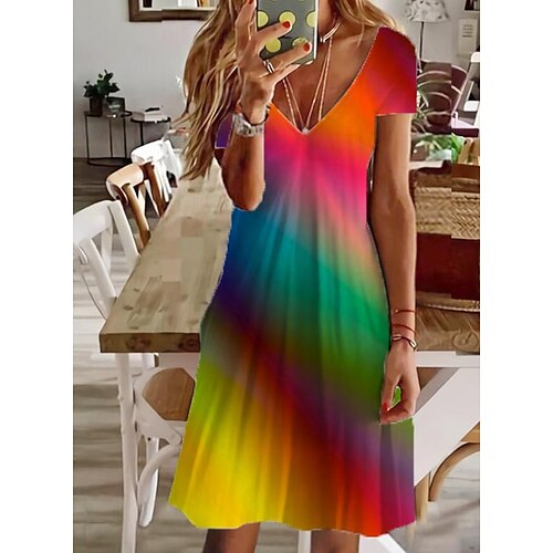 Per donna Abito casual Vestito longuette Arcobaleno Manica corta Colore graduale e sfumato Collage Primavera Estate A V Informale 2023 S M L XL XXL 3XL
Per donna Abito casual Vestito longuette Arcobaleno Manica corta Colore graduale e sfumato Collage Primavera Estate A V Informale 2023 S M L XL XXL 3XL