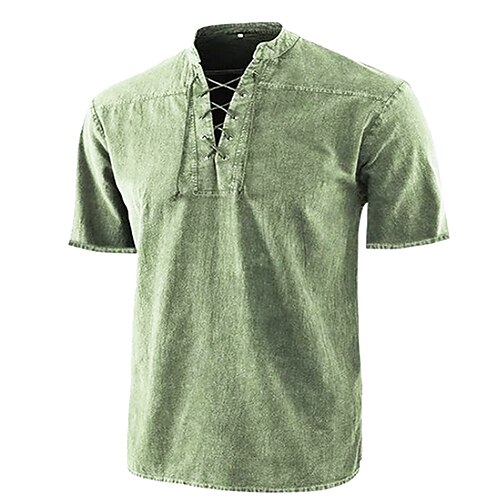 Men's Shirt Solid Colored Stand Collar Street Casual Lace up Short Sleeve Tops Casual Fashion Breathable Comfortable Green Black Blue / Spring / Summer
Men's Shirt Solid Colored Stand Collar Street Casual Lace up Short Sleeve Tops Casual Fashion Breathable Comfortable Green Black Blue / Spring / Summer
