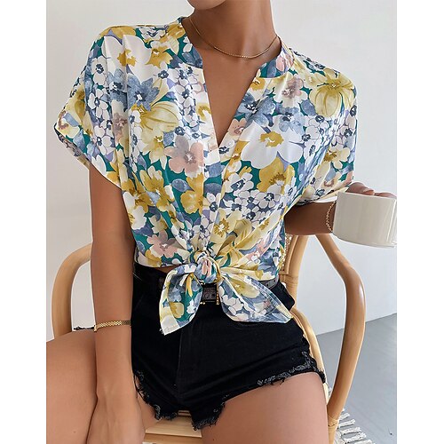 Women's Daily Holiday Weekend Floral Blouse Shirt Floral Short Sleeve Print V Neck Casual Streetwear Hawaiian Tops Blue Pink Yellow S / 3D Print
Women's Daily Holiday Weekend Floral Blouse Shirt Floral Short Sleeve Print V Neck Casual Streetwear Hawaiian Tops Blue Pink Yellow S / 3D Print
