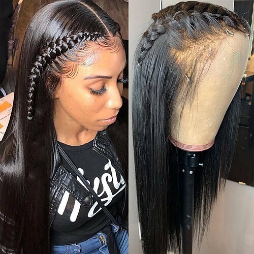 Human Hair 13x4 Lace Front Wig Free Part Brazilian Hair Shimmer Black Wig 150% Density with Baby Hair 100% Virgin Glueless Pre-Plucked For Women wigs for black women Long Human Hair Lace Wig
Human Hair 13x4 Lace Front Wig Free Part Brazilian Hair Shimmer Black Wig 150% Density with Baby Hair 100% Virgin Glueless Pre-Plucked For Women wigs for black women Long Human Hair Lace Wig