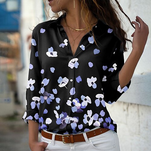Women's Floral Theme Blouse Shirt Floral Button Print Shirt Collar Casual Streetwear Tops Blue Purple Pink / 3D Print
Women's Floral Theme Blouse Shirt Floral Button Print Shirt Collar Casual Streetwear Tops Blue Purple Pink / 3D Print