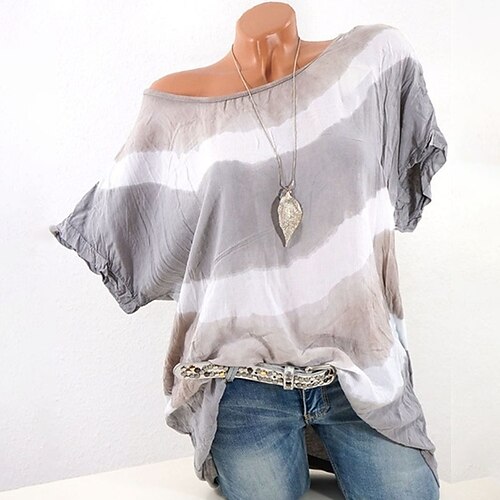 Women's Plus Size Curve Tops T shirt Tee Striped Color Block Print Short Sleeve One Shoulder Streetwear Daily Vacation Polyester Spring Summer Green Gray
Women's Plus Size Curve Tops T shirt Tee Striped Color Block Print Short Sleeve One Shoulder Streetwear Daily Vacation Polyester Spring Summer Green Gray