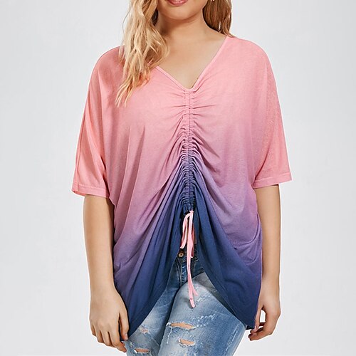 Women's Plus Size Tops T shirt Tee Tie Dye Ruched Print Half Sleeve V Neck Streetwear Daily Going out Cotton Spring Summer Pink
Women's Plus Size Tops T shirt Tee Tie Dye Ruched Print Half Sleeve V Neck Streetwear Daily Going out Cotton Spring Summer Pink
