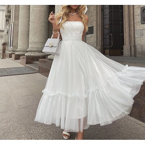 Bridal Shower Vestitini bianchi Abiti da sposa Alla caviglia Linea-A Senza maniche Senza bretelline Tulle Con A pieghe 2023 Abiti da sposa
Bridal Shower Vestitini bianchi Abiti da sposa Alla caviglia Linea-A Senza maniche Senza bretelline Tulle Con A pieghe 2023 Abiti da sposa