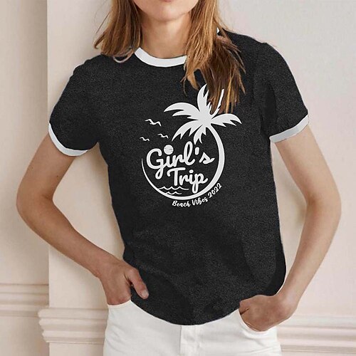 Women's Casual Weekend Floral Painting T shirt Tee Plants Text Short Sleeve Print Round Neck Basic Tops Black Gray Purple S
Women's Casual Weekend Floral Painting T shirt Tee Plants Text Short Sleeve Print Round Neck Basic Tops Black Gray Purple S