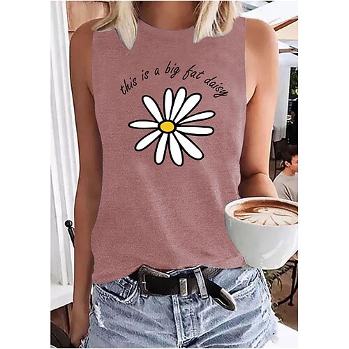Women's Daily Holiday Going out Tank Top Floral Daisy Letter Sleeveless Print Round Neck Basic Tops Blue Purple Pink S
Women's Daily Holiday Going out Tank Top Floral Daisy Letter Sleeveless Print Round Neck Basic Tops Blue Purple Pink S
