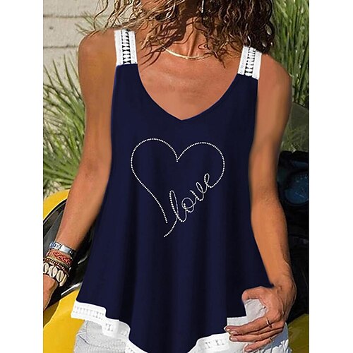 Women's Camisole Tank Top Blue Wine Black Graphic Heart Print Sleeveless Casual Daily Casual V Neck Regular S
Women's Camisole Tank Top Blue Wine Black Graphic Heart Print Sleeveless Casual Daily Casual V Neck Regular S