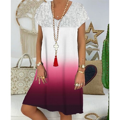 Mujer Vestido informal Vestido de cambio Negro Rojo Manga Corta Gradiente de Color Estampado Primavera Verano Escote en Pico Holgado 2022 S M L XL XXL 3XL
Mujer Vestido informal Vestido de cambio Negro Rojo Manga Corta Gradiente de Color Estampado Primavera Verano Escote en Pico Holgado 2022 S M L XL XXL 3XL