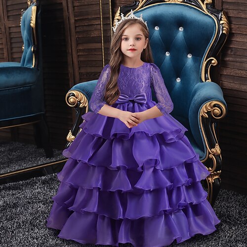 Kids Little Girls' Dress Solid Colored Tulle Dress Wedding Performance Ruffle Lace Bow Green Purple Red Maxi Half Sleeve Vintage Princess Dresses Fall Spring 3-10 Years
Kids Little Girls' Dress Solid Colored Tulle Dress Wedding Performance Ruffle Lace Bow Green Purple Red Maxi Half Sleeve Vintage Princess Dresses Fall Spring 3-10 Years