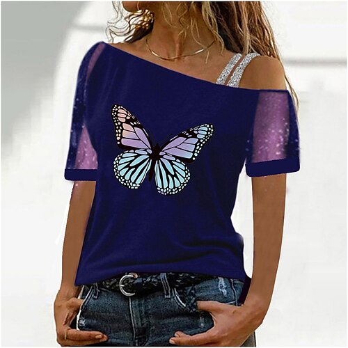 Women's Shirt Graphic Butterfly Patchwork Print Off Shoulder Casual Tops Green Blue Black
Women's Shirt Graphic Butterfly Patchwork Print Off Shoulder Casual Tops Green Blue Black