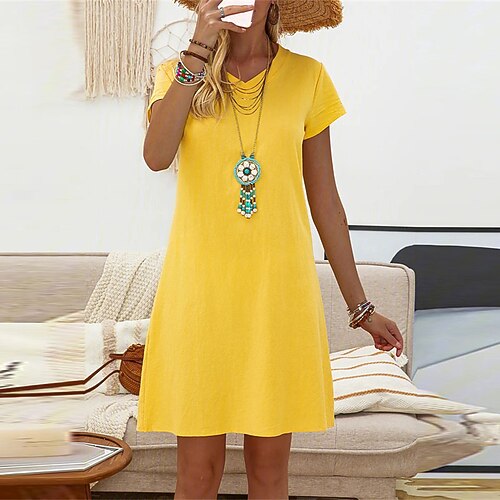Women's Casual Dress Mini Dress Blue Yellow Army Green Short Sleeve Pure Color Patchwork Spring Summer V Neck Modern Weekend Loose Fit 2022 S M L XL
Women's Casual Dress Mini Dress Blue Yellow Army Green Short Sleeve Pure Color Patchwork Spring Summer V Neck Modern Weekend Loose Fit 2022 S M L XL