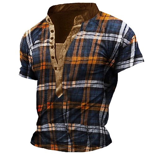 Men's Henley Shirt T shirt Tee 3D Print Graphic Lattice Tartan Stand Collar Street Casual Button-Down Print Short Sleeve Tops Basic Fashion Classic Comfortable Navy Blue
Men's Henley Shirt T shirt Tee 3D Print Graphic Lattice Tartan Stand Collar Street Casual Button-Down Print Short Sleeve Tops Basic Fashion Classic Comfortable Navy Blue