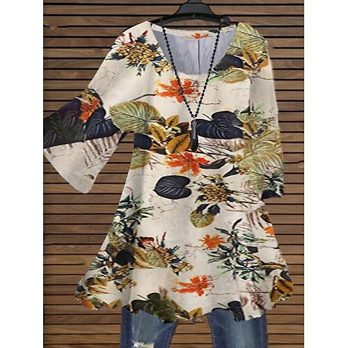 Women's Plus Size Tops Blouse Shirt Floral Leaf Print 3/4 Length Sleeve Crewneck Streetwear Daily Holiday Cotton Spandex Jersey Spring Summer Beige
Women's Plus Size Tops Blouse Shirt Floral Leaf Print 3/4 Length Sleeve Crewneck Streetwear Daily Holiday Cotton Spandex Jersey Spring Summer Beige