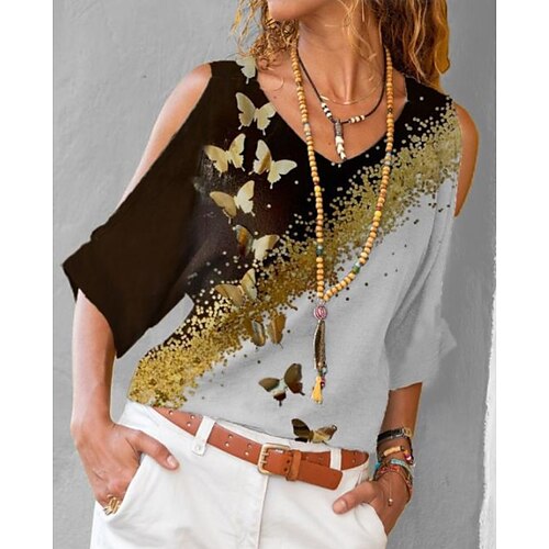 Women's Casual Daily Portrait T shirt Tee Portrait Short Sleeve Print V Neck Vintage Tops Black Yellow Gold S
Women's Casual Daily Portrait T shirt Tee Portrait Short Sleeve Print V Neck Vintage Tops Black Yellow Gold S
