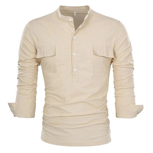 Men's Shirt Solid Colored Stand Collar Casual Daily Button-Down Long Sleeve Tops Casual Fashion Breathable Comfortable Khaki
Men's Shirt Solid Colored Stand Collar Casual Daily Button-Down Long Sleeve Tops Casual Fashion Breathable Comfortable Khaki