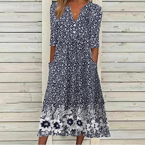 Women's A Line Dress Midi Dress Navy Blue Half Sleeve Floral Ruched Print Spring Summer V Neck Basic Casual 2022 S M L XL XXL 3XL / Loose
Women's A Line Dress Midi Dress Navy Blue Half Sleeve Floral Ruched Print Spring Summer V Neck Basic Casual 2022 S M L XL XXL 3XL / Loose