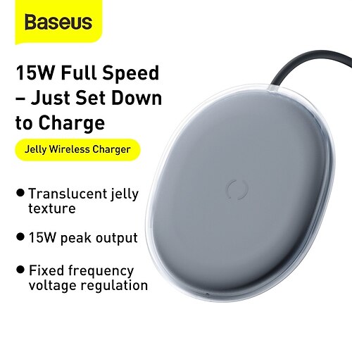 Baseus 15W Wireless Charger Fast Charging Pad Translucent Jelly Texture Portable Phone Charger For iPhone Samsung Xiaomi Huawei
Baseus 15W Wireless Charger Fast Charging Pad Translucent Jelly Texture Portable Phone Charger For iPhone Samsung Xiaomi Huawei