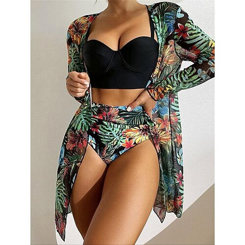 Mulheres Roupa de Banho Biquíni Três Peças Normal roupa de banho Sem costas Com Transparência Estampado Cintura alta Folhas Verde Underwire Com Alças Fatos de banho Sensual Férias Moda / Moderno
Mulheres Roupa de Banho Biquíni Três Peças Normal roupa de banho Sem costas Com Transparência Estampado Cintura alta Folhas Verde Underwire Com Alças Fatos de banho Sensual Férias Moda / Moderno