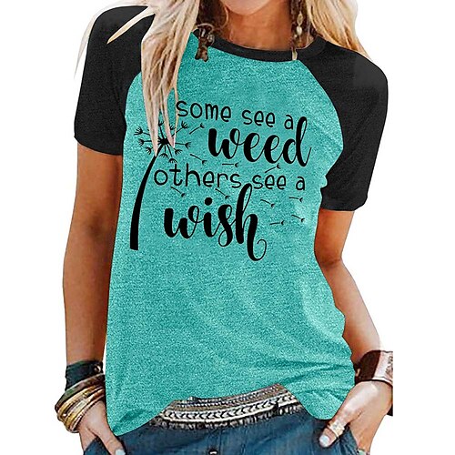 Women's Casual Weekend Painting T shirt Tee Color Block Text Dandelion Short Sleeve Print Round Neck Basic Tops Green Black Blue S
Women's Casual Weekend Painting T shirt Tee Color Block Text Dandelion Short Sleeve Print Round Neck Basic Tops Green Black Blue S
