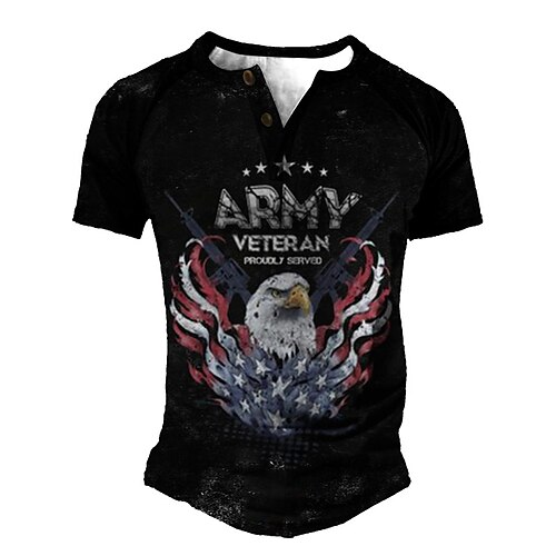 Men's Henley Shirt Tee T shirt 3D Print Graphic Eagle Plus Size Henley Daily Sports Patchwork Button-Down Short Sleeve Tops Basic Casual Classic Designer Black
Men's Henley Shirt Tee T shirt 3D Print Graphic Eagle Plus Size Henley Daily Sports Patchwork Button-Down Short Sleeve Tops Basic Casual Classic Designer Black