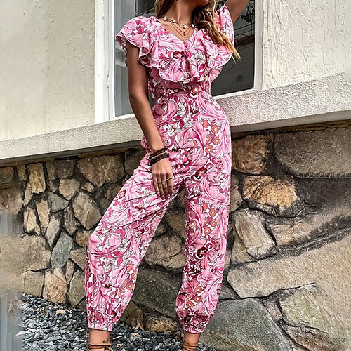 Mujer Mono Volante Bolsillo Floral Escote en Pico Ropa de calle Calle Diario Ajuste regular Manga Corta Rosa S M L Primavera / Estampado
Mujer Mono Volante Bolsillo Floral Escote en Pico Ropa de calle Calle Diario Ajuste regular Manga Corta Rosa S M L Primavera / Estampado