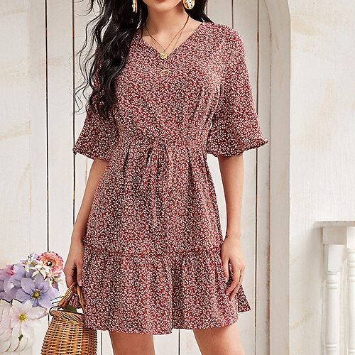 Mulheres Vestido floral Vinho Meia Manga Floral Cordões Primavera Verão Decote V Ajuste Largo 2022 S M L
Mulheres Vestido floral Vinho Meia Manga Floral Cordões Primavera Verão Decote V Ajuste Largo 2022 S M L