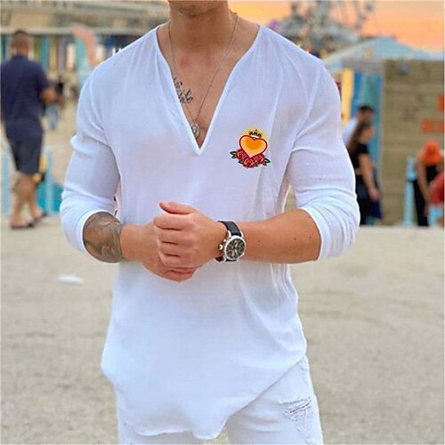 Men's Shirt Hot Stamping Graphic Heart V Neck Street Casual Print Long Sleeve Tops Casual Fashion Designer Big and Tall White Black
Men's Shirt Hot Stamping Graphic Heart V Neck Street Casual Print Long Sleeve Tops Casual Fashion Designer Big and Tall White Black