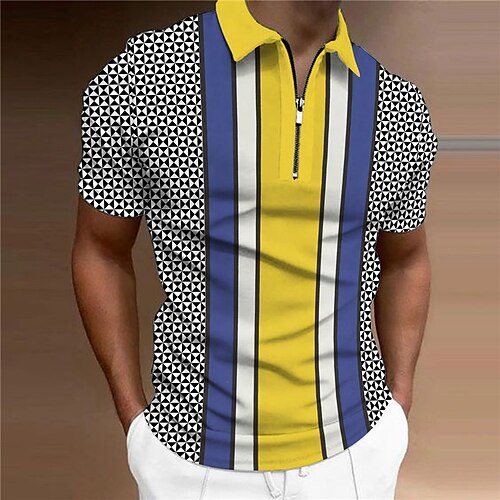 Men's Collar Polo Shirt Golf Shirt Striped Geometry Turndown Blue Pink Yellow Orange 3D Print Casual Daily Short Sleeve Zipper Print Clothing Apparel Fashion Designer Casual Breathable / Sports
Men's Collar Polo Shirt Golf Shirt Striped Geometry Turndown Blue Pink Yellow Orange 3D Print Casual Daily Short Sleeve Zipper Print Clothing Apparel Fashion Designer Casual Breathable / Sports