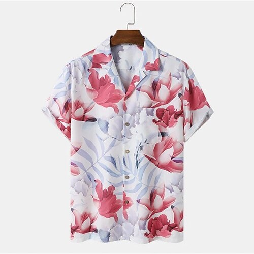 Men's Shirt Floral Turndown Street Casual Button-Down Short Sleeve Tops Casual Fashion Comfortable Beach WhiteRed
Men's Shirt Floral Turndown Street Casual Button-Down Short Sleeve Tops Casual Fashion Comfortable Beach WhiteRed