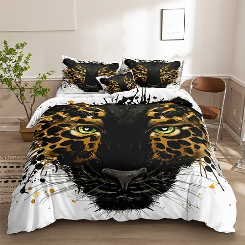 Leopard Pattern 3-Piece Duvet Cover Set Hotel Bedding Sets Comforter Cover with Soft Lightweight Microfiber, Include 1 Duvet Cover, 2 Pillowcases (1 Pillowcase for Twin/Single)
Leopard Pattern 3-Piece Duvet Cover Set Hotel Bedding Sets Comforter Cover with Soft Lightweight Microfiber, Include 1 Duvet Cover, 2 Pillowcases (1 Pillowcase for Twin/Single)