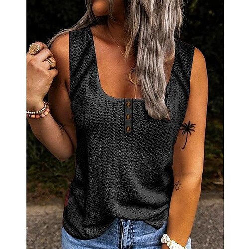Women's Tank Top Plain Daily Tank Top Camis Button Square Neck Basic Essential Casual White Black Blue S
Women's Tank Top Plain Daily Tank Top Camis Button Square Neck Basic Essential Casual White Black Blue S