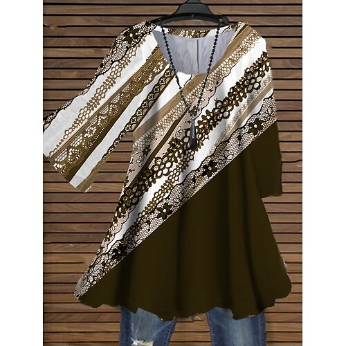 Women's Plus Size Tops Blouse Shirt Floral Geometry Print 3/4 Length Sleeve Crewneck Streetwear Daily Holiday Cotton Spandex Jersey Spring Summer Green Blue
Women's Plus Size Tops Blouse Shirt Floral Geometry Print 3/4 Length Sleeve Crewneck Streetwear Daily Holiday Cotton Spandex Jersey Spring Summer Green Blue
