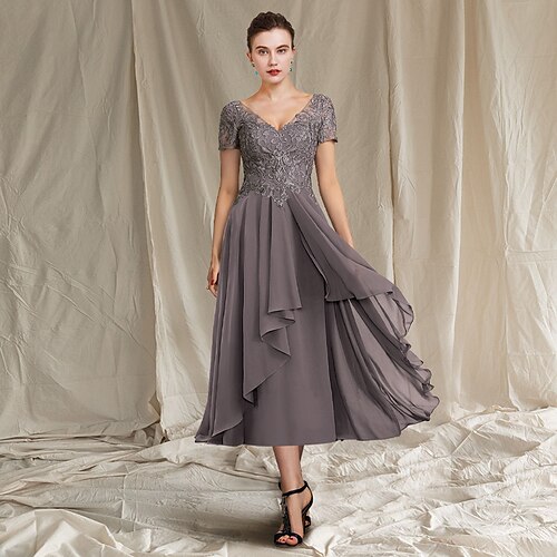 Linea-A Abito da cerimonia per signora Elegante A V Lunghezza tè Chiffon Di pizzo Manica corta con A pieghe Con applique 2023
Linea-A Abito da cerimonia per signora Elegante A V Lunghezza tè Chiffon Di pizzo Manica corta con A pieghe Con applique 2023