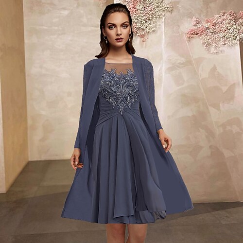Two Piece A-Line Mother of the Bride Dress Plus Size Elegant Jewel Neck Floor Length Chiffon Short Sleeve Jacket Dresses with Pleats Appliques 2022
Two Piece A-Line Mother of the Bride Dress Plus Size Elegant Jewel Neck Floor Length Chiffon Short Sleeve Jacket Dresses with Pleats Appliques 2022