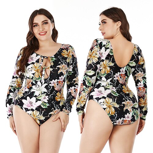 Women's Rash Guard One Piece Swimsuit UV Sun Protection Plus Size Long Sleeve Swimwear Bathing Suit Hollow-out Swimming Surfing Beach Water Sports Floral Spring Summer
Women's Rash Guard One Piece Swimsuit UV Sun Protection Plus Size Long Sleeve Swimwear Bathing Suit Hollow-out Swimming Surfing Beach Water Sports Floral Spring Summer